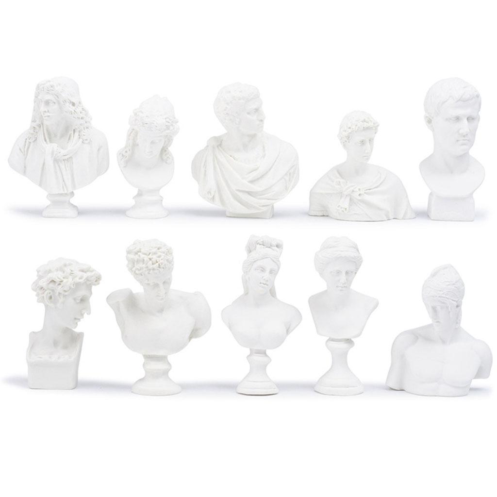 10 Pieces Mini Greek Head Bust Sculptures Drawing Sketch Statues Crafts
