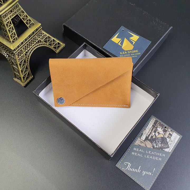 Ví card da bò sáp MN119 - 100% da bò thật, BH 3 năm