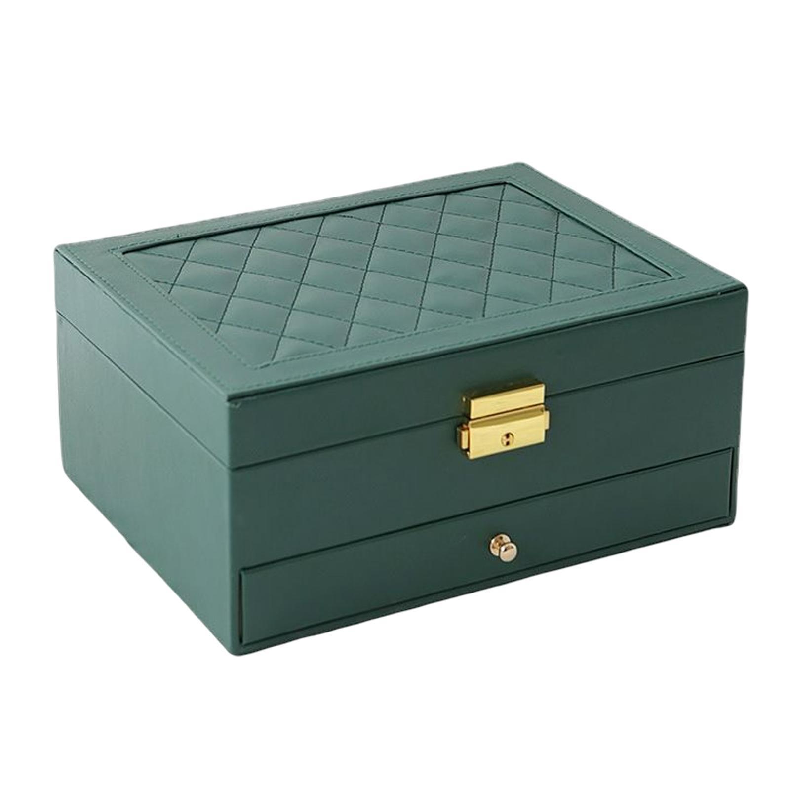 Dual Layer Jewelry Storage Box Showcase Large Necklace Rings Pendant