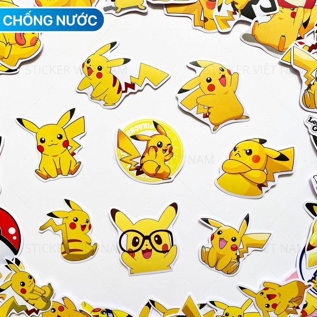 Sticker PIKACHU - Dán Trang Trí - Chất Liệu PVC Cán Màng Chất Lượng Cao Chống Nước, Chống Nắng, Không Bong Tróc Phai Màu