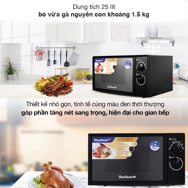 Lò vi sóng Bluestone MOB-7733 25 lít - Công Suất 1400W - Hàng Chính Hãng
