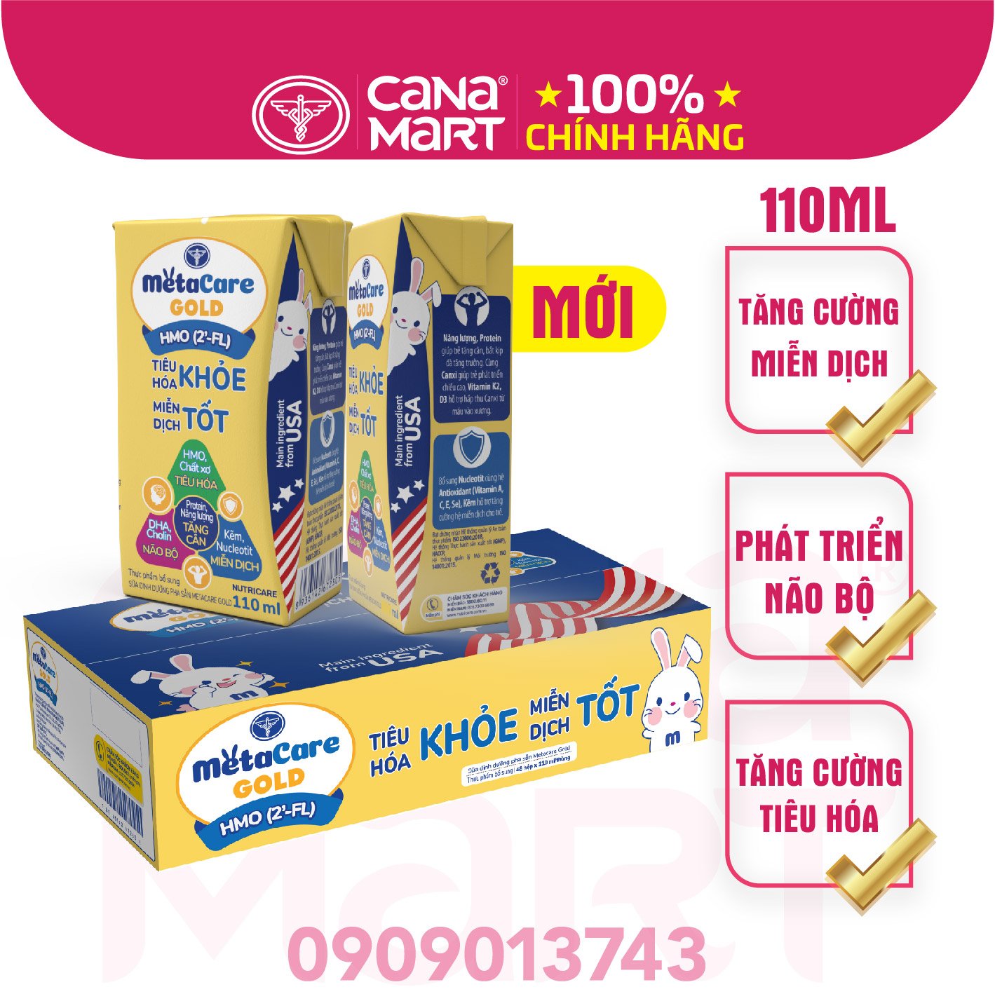 Thùng sữa nước Nutricare Metacare GOLD hỗ trợ hệ tiêu hóa và miễn dich (110ml)