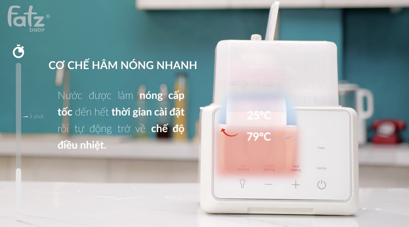 Máy hâm sữa tiệt trùng điện tử Duo 3 PLUS + Fatzbaby FB3094TK