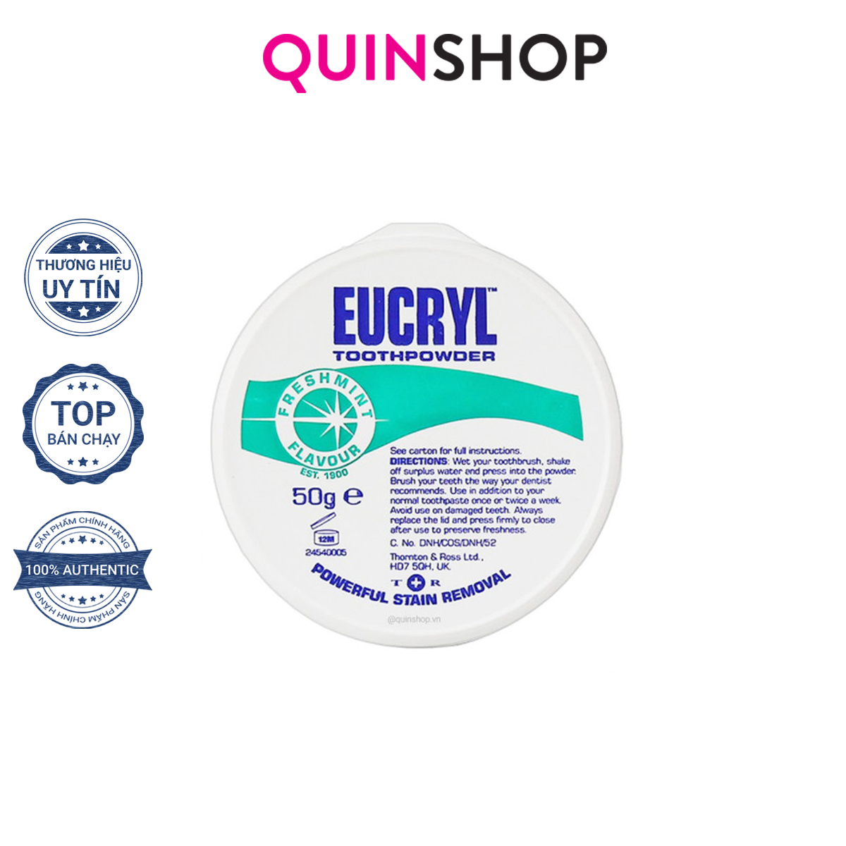 Bột tẩy trắng răng Eucryl 50g Chính hãng