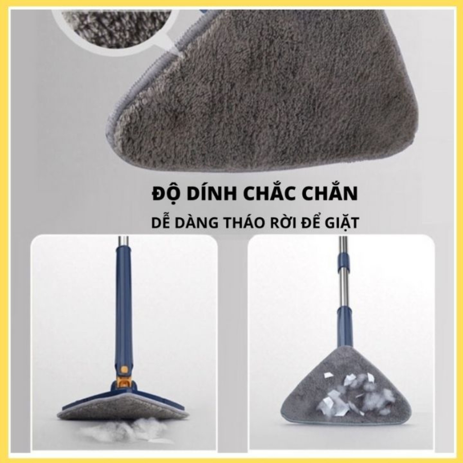 Cây lau nhà tam giác tự xoay 360 độ chổi đa năng cán dài tiện dụng tự vắt thông minh lau trần nhà, ô tô - Huy Tưởng