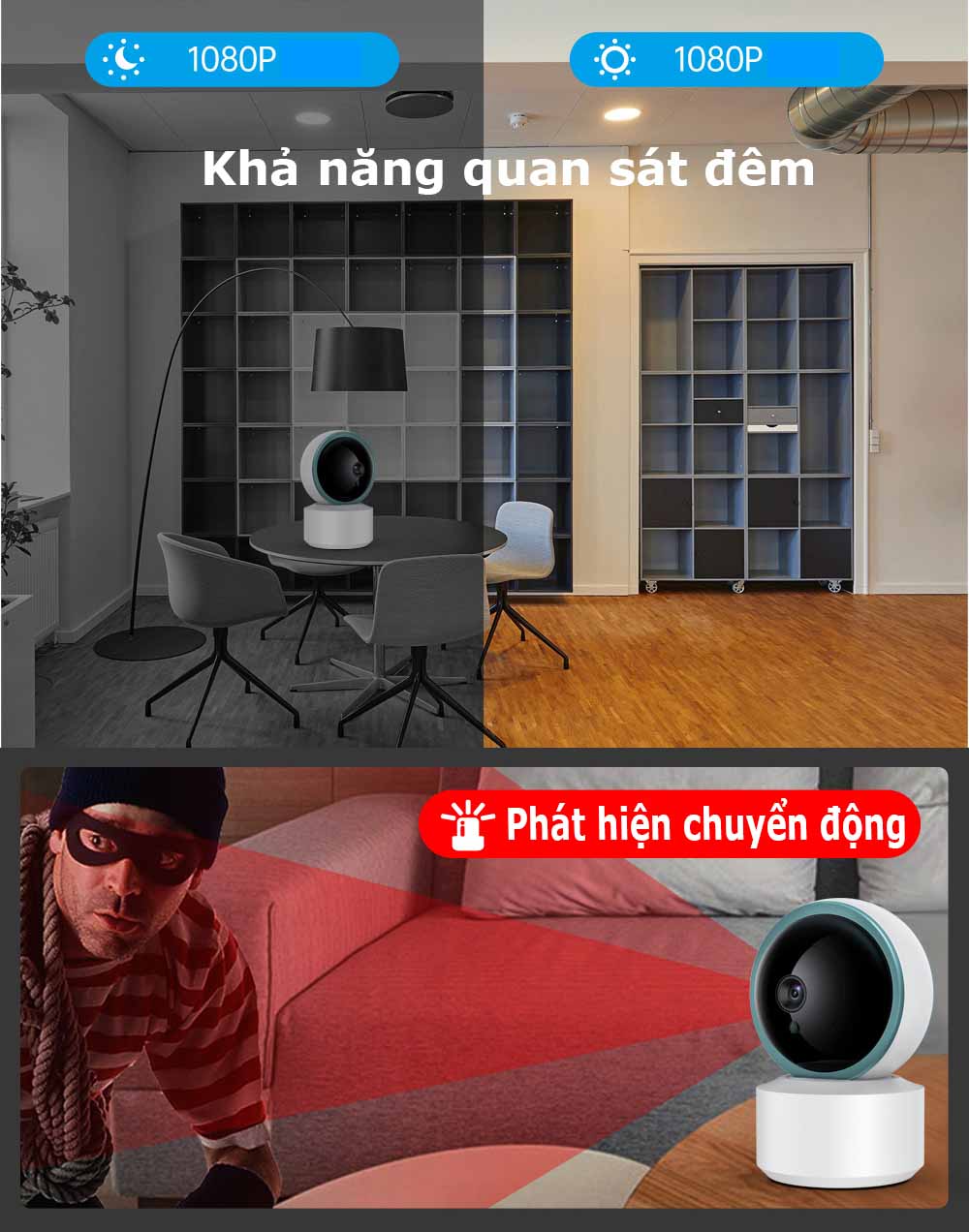 Camera dùng app kết hợp bộ điều khiển cửa cuốn