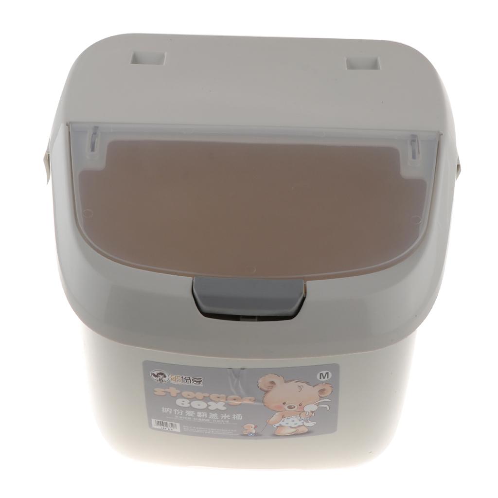 2X Plastic Pet Food Container Jar Measuring Cup Cereal Grain Storage Box Gray