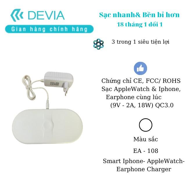 Đế sạc 3 trong 1 Devia V2 wireless dành cho smart phone&amp;Apple watch &amp;Earphone- hàng chính hãng