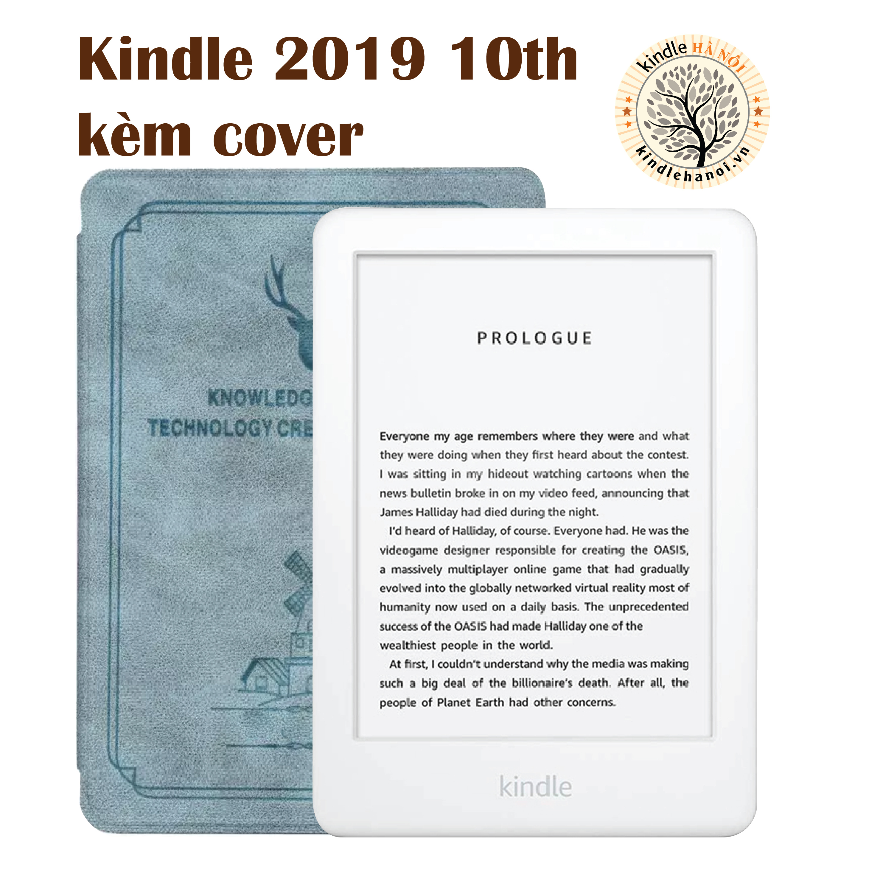 Combo máy đọc sách kindle 10th (Kindle Basic 10th), màn hình nhám 6'' 167PPI, Bộ nhớ 4/8GB, nghe sách nói Audible TẶNG KÈM BAO DA (COVER) - Hàng nhập khẩu