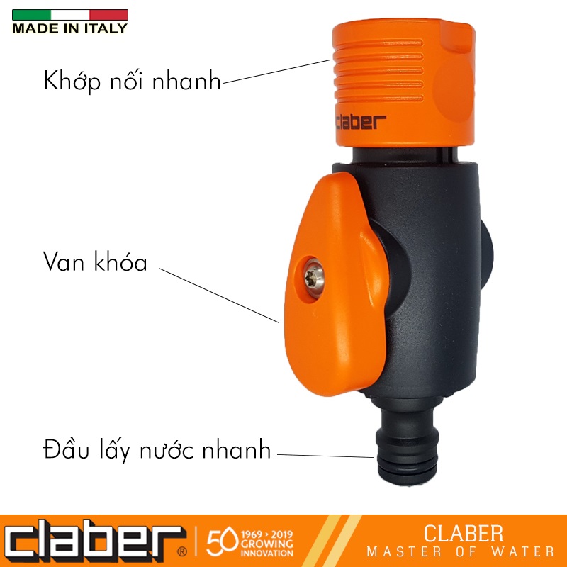 Khớp nối nhanh kèm van khóa Claber 8601