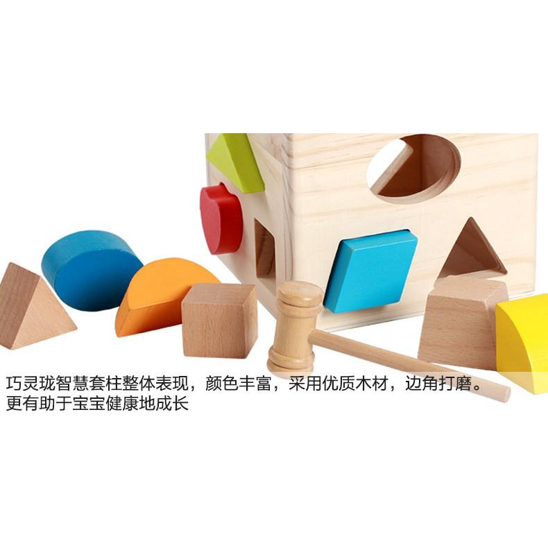 Đập Bóng Thả Hình Đồ Chơi Gỗ Montessori ,Màu Sắc Đẹp,Bé Luyện Kỹ Năng Tay và Học Màu Sắc,Hình Khối
