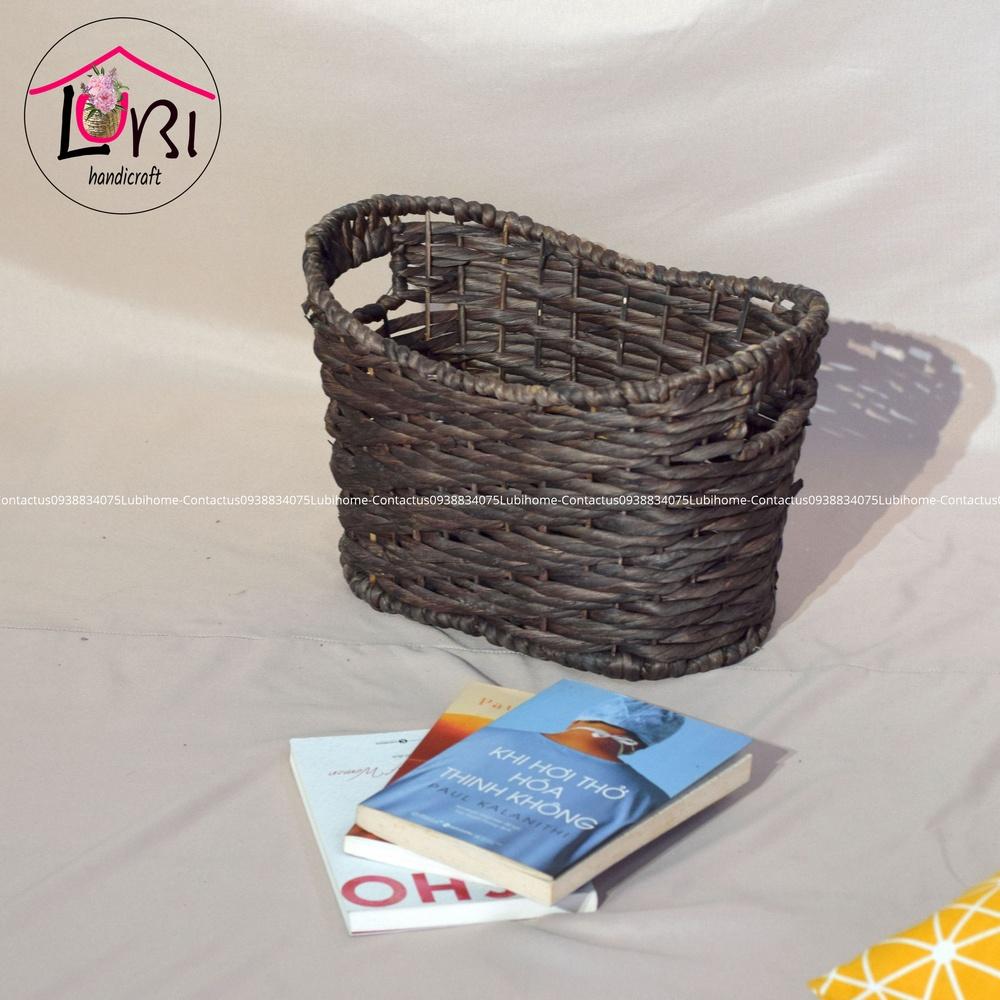 Sọt đựng đồ đan lục bình hình nén bạc - sang trọng