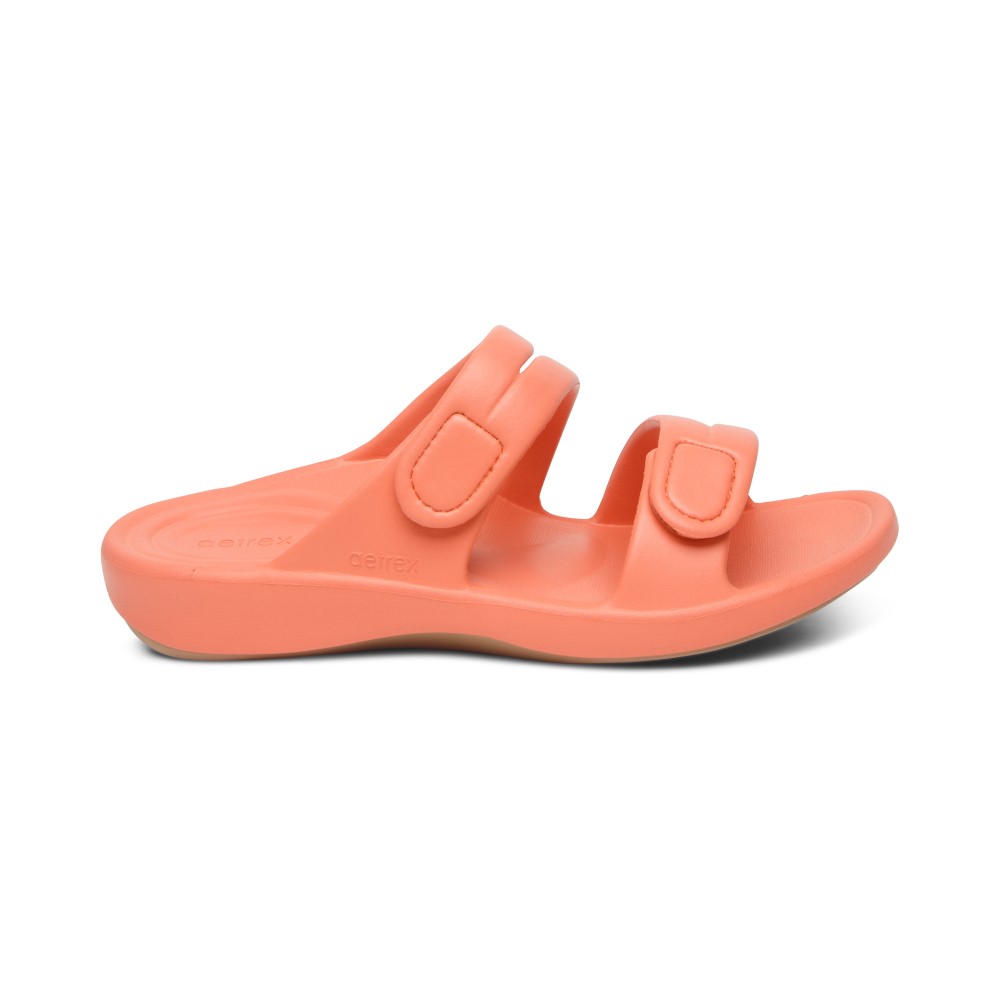 Dép sức khoẻ nữ Aetrex Janey Sport Coral - dép quai ngang nâng vòm chân giảm đau tê chân, mỏi gối, hông
