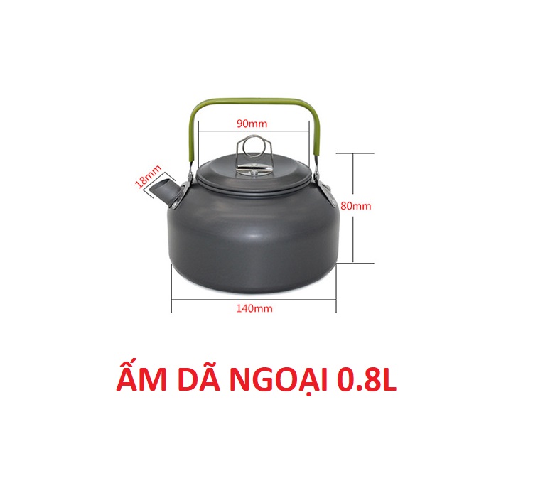 Ấm Đun Nước Cắm Trại Dã Ngoại 0.8L và 1.2L