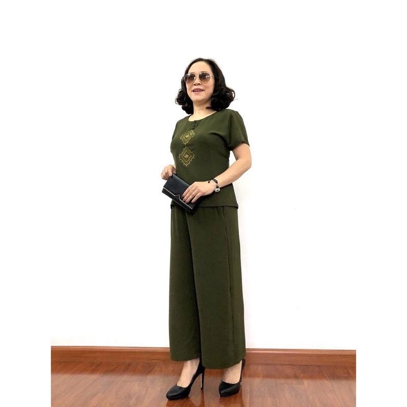 ️Đồ trung niên️Bộ đũi thêu cúc bọc cao cấp