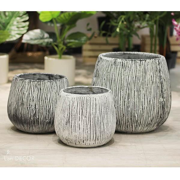 Chậu xi măng bầu khía trồng cây - CXM029