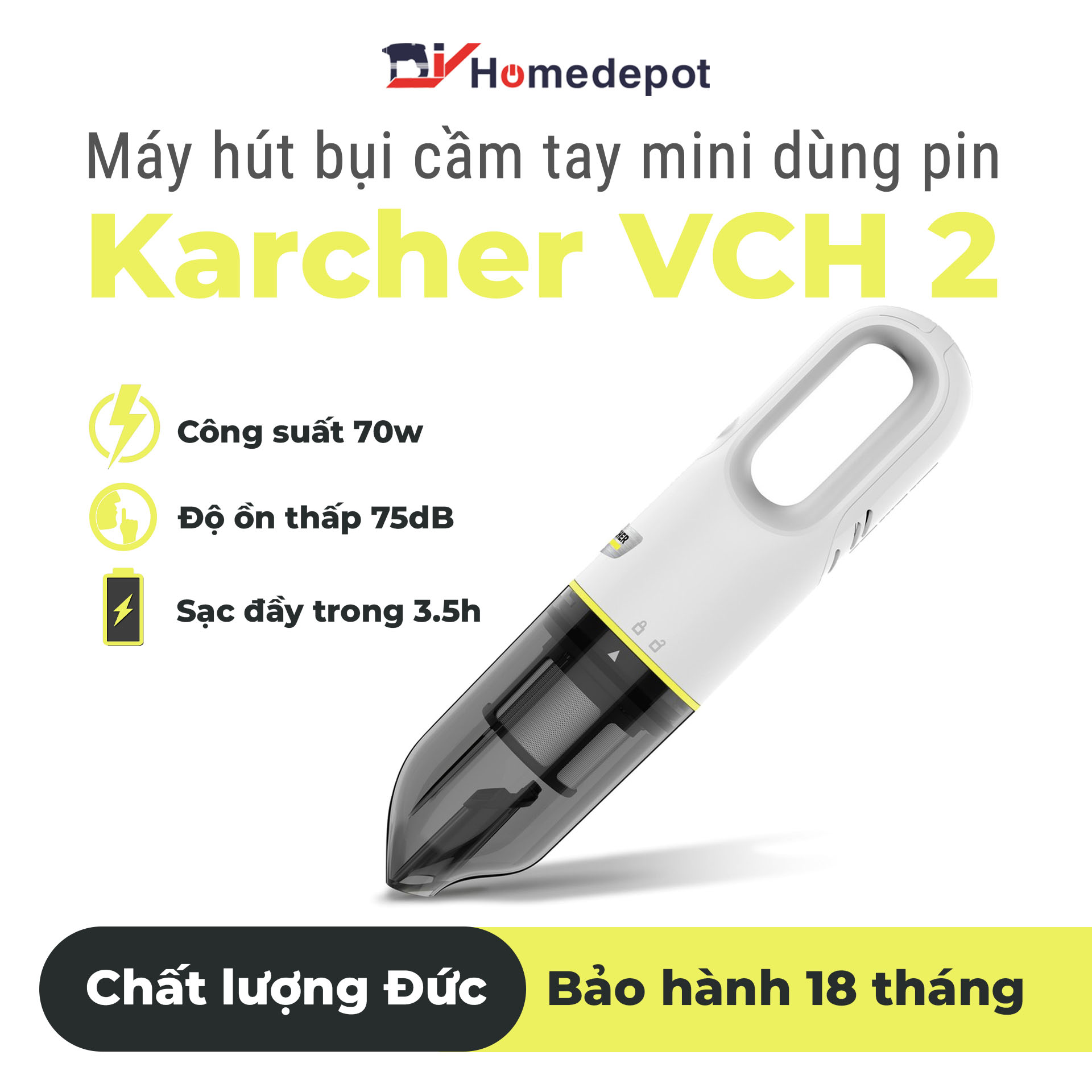 Máy hút bụi dùng pin Karcher VCH2 hàng chính hãng 