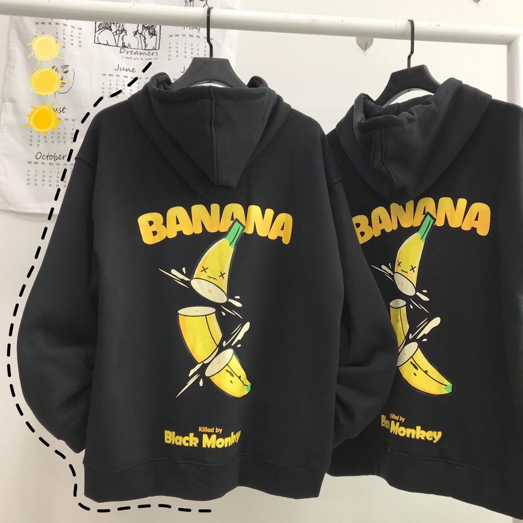 Áo khoác nỉ dây kéo form rộng BANANA ulzzang