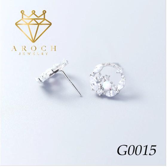 Khuyên tai bạc Ý s925 màu kim cương Hàn Quốc G0015 - AROCH Jewelry