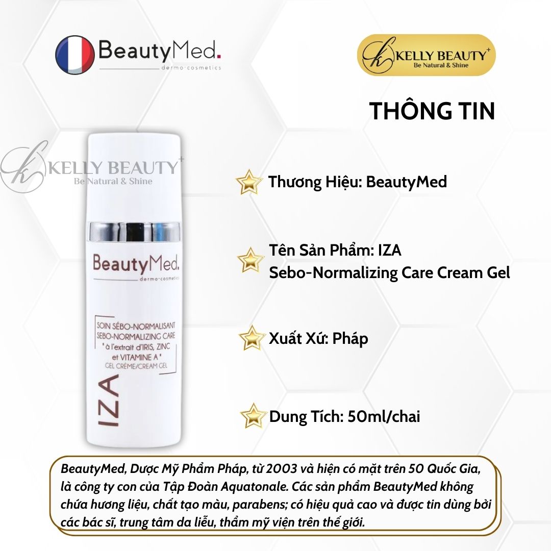 BeautyMed IZA Cream Gel - Kem Dưỡng Dạng Gel Cho Da Dầu Mụn | Kelly Beauty