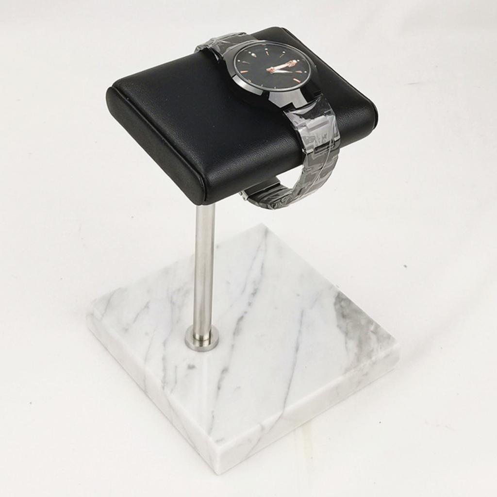 2pcs Green Marble Base & PU Watch Holder Stand for Display