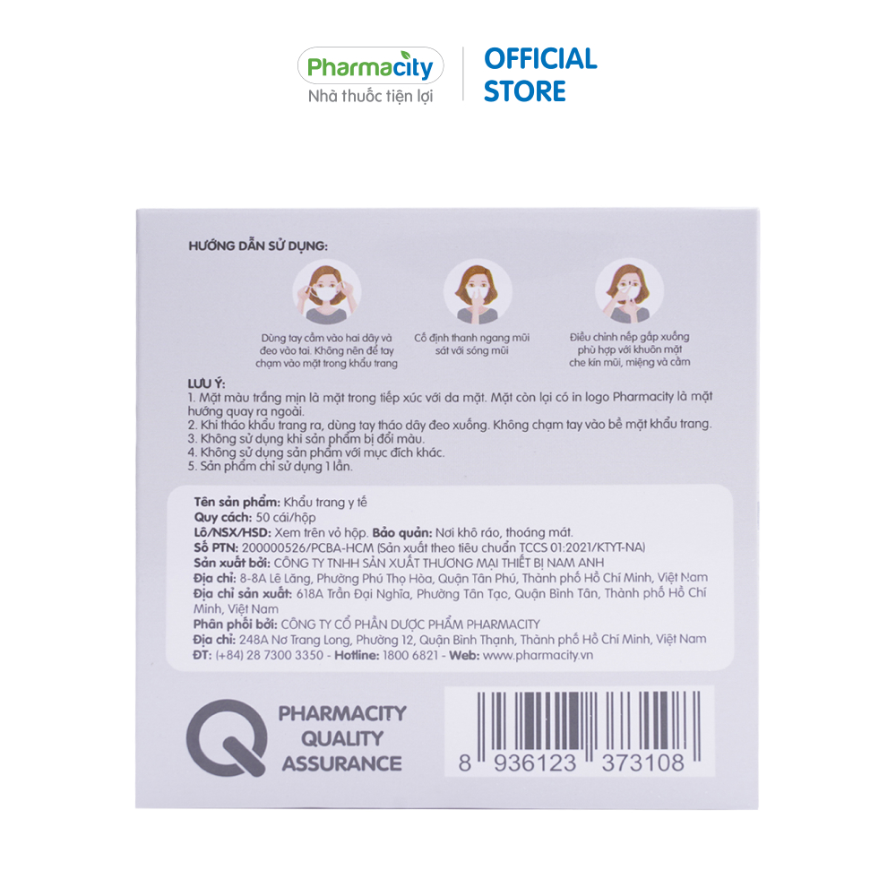 Khẩu trang y tế 3 lớp chất lượng cao Pharmacity lọc khuẩn trên 99%