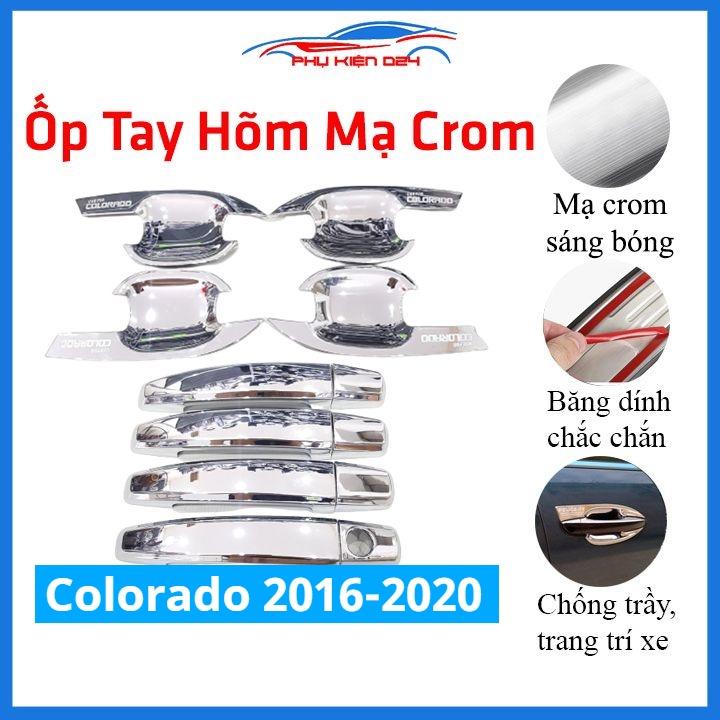 Ốp tay hõm nhựa đen, mạ crom Colorado 2016-2017-2018-2019-2020 sáng bóng chống trầy bảo vệ cửa xe ô tô