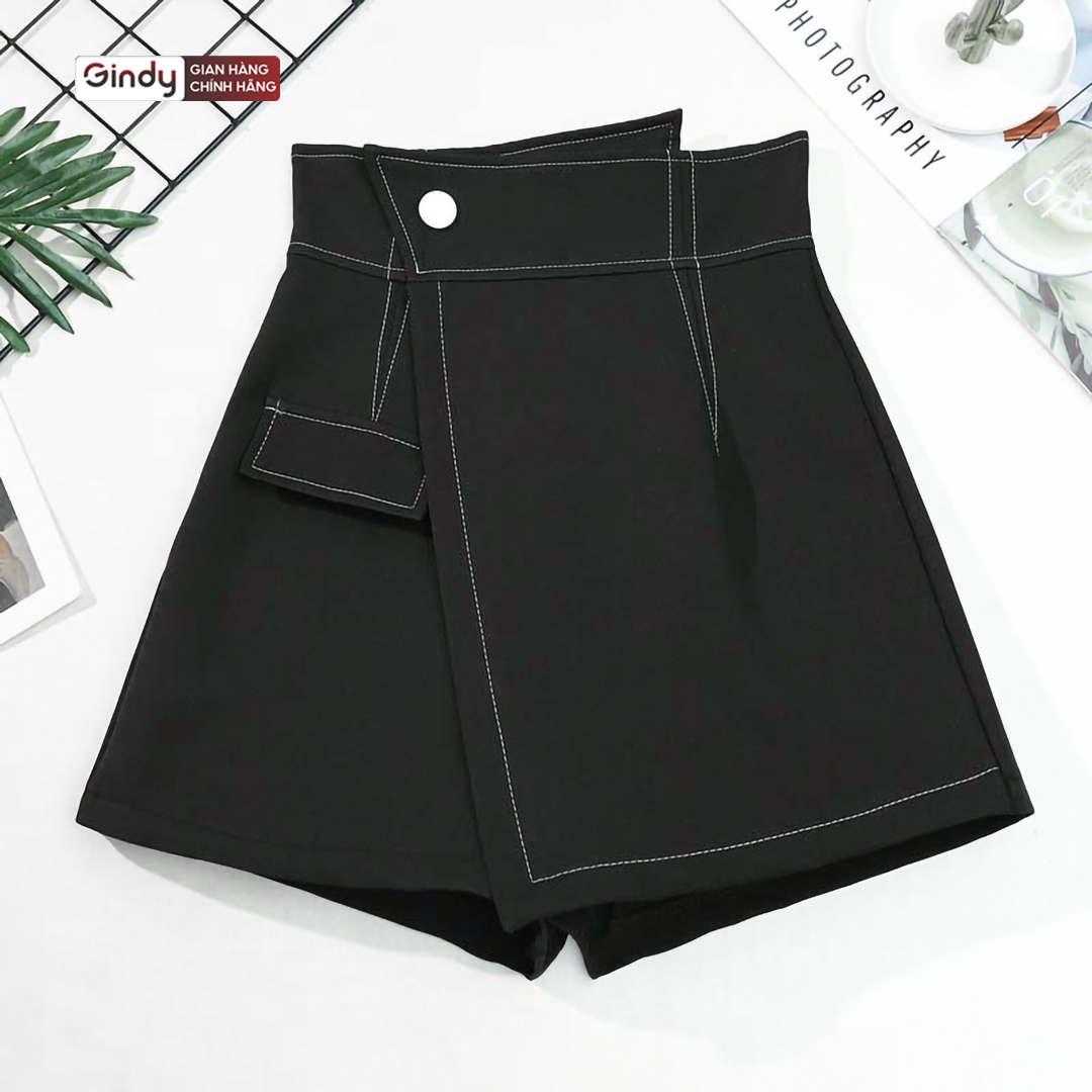 Chân váy chữ a cạp cao công sở GINDY sẻ tà cạp cao chỉ nổi cao cấp co giãn tốt tôn dáng V001