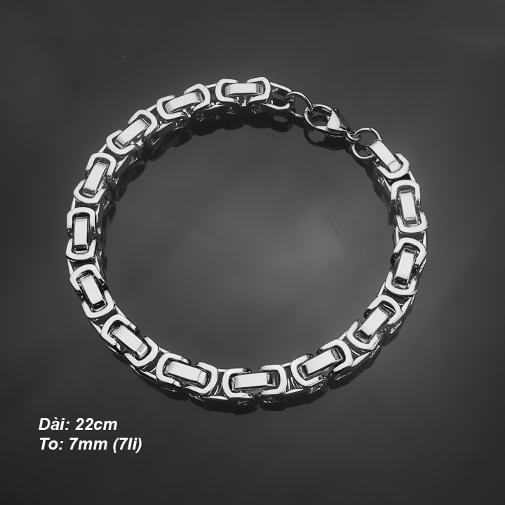 Lắc tay nam kiểu ziczac 7li MVT047T Không đen không gỉ sét