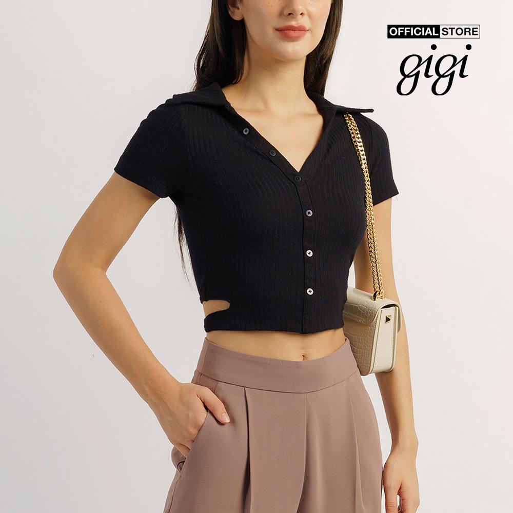 GIGI - Áo croptop nữ cổ bẻ phối dây cột hiện đại G1201T221250