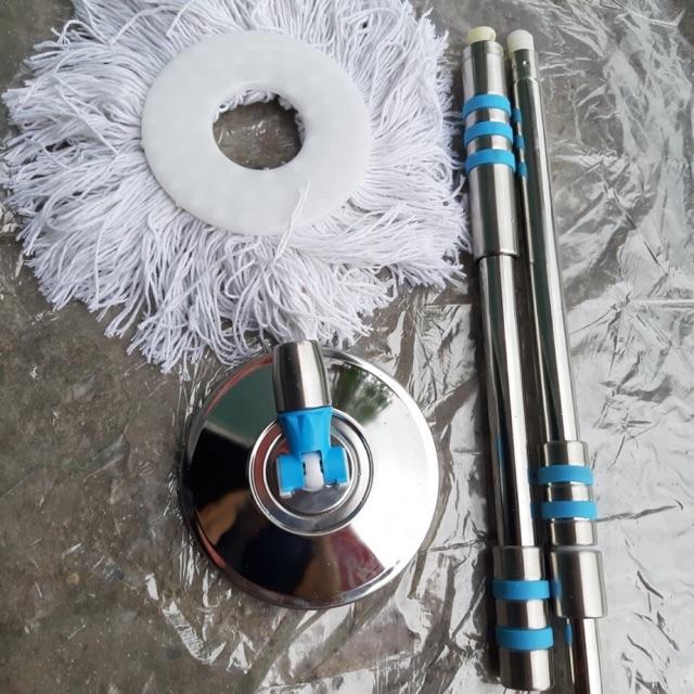 Bộ Gậy Bông Lau Nhà 360 Độ Tay Cầm Inox Bông Sợi Cotton Đẹp, Hàng Chắc Chắn