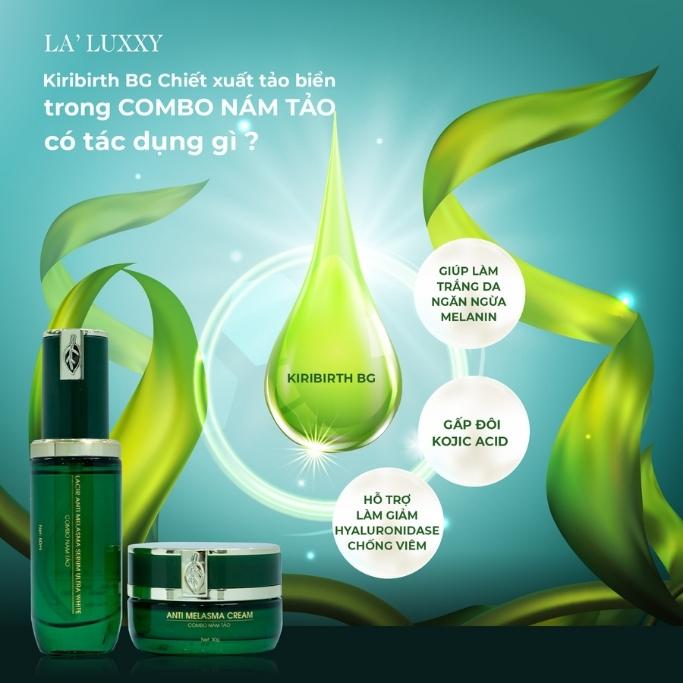 Combo gồm Kem + Serum Nám Tảo La'luxxy Dr Lacir Giúp Giảm Thâm Nám Tàn Nhang, Ức Chế Sản Sinh Melanin, Giảm Quá Trình Lão Hóa (Tặng Mặt Nạ Thủy Tinh) - KN Beauty Cosmetics