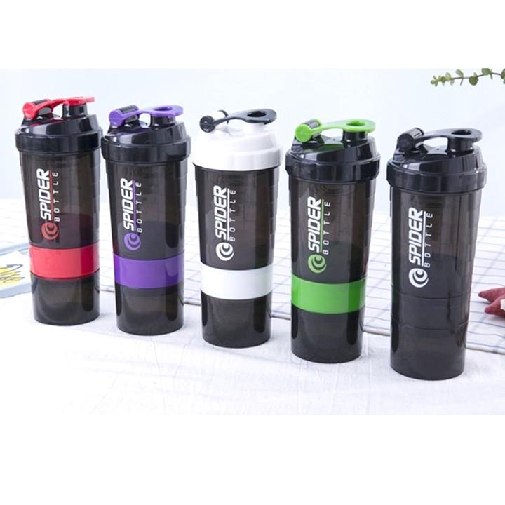 Bình Lắc Shaker Gym 500ml 3 Ngăn | Bình Nước Tập Gym Tiện Dụng