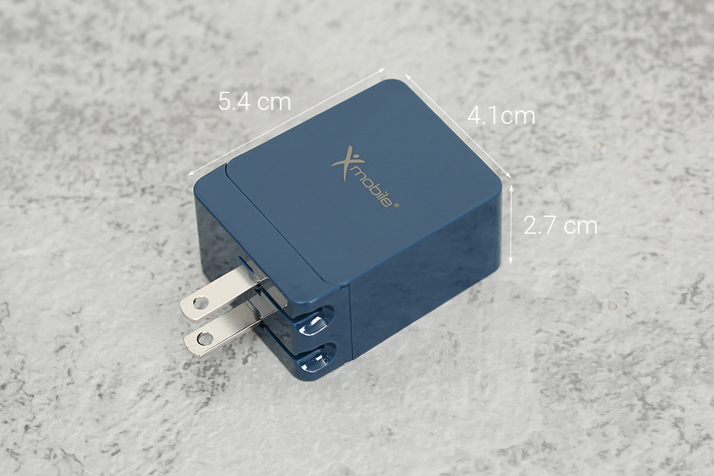 Adapter sạc 2 cổng USB Type C 15W Xmobile DS165-NB Xanh Navy - Hàng Chính Hãng