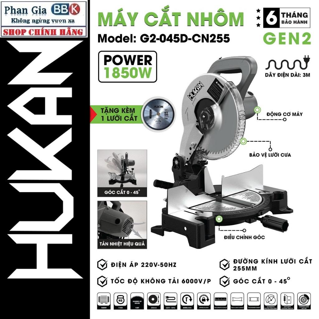 [LOẠI 1] Máy cắt nhôm HUKAN 255mm Chạy trực tiếp , Công suất 1850W,  Bảo hành 1 năm, 100% dây đồng