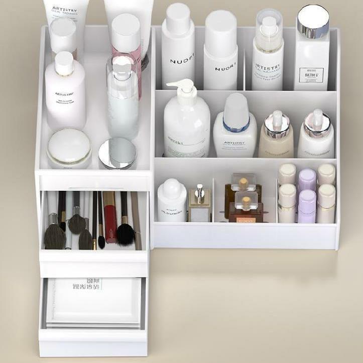 Kệ Nhựa Đựng Mỹ Phẩm Có 2 Ngăn Trắng Kéo Bền Đẹp