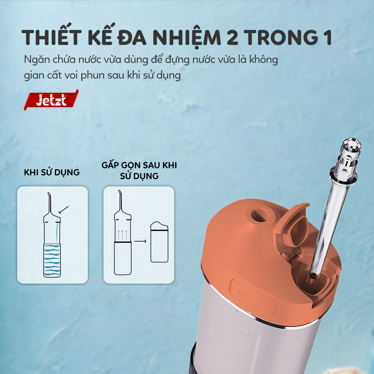 Máy tăm nước cầm tay Jetzt Teethcare TC9 công nghệ siêu âm tăm nước vệ sinh răng miệng