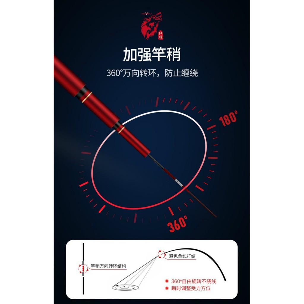 CẦN CÂU ĐƠN REDWOLF ĐẠI PHONG 5H CÓ NHẪN SIÊU NHẸ 3M6 ĐẾN 7M2 CẦN CÂU ĐÀI CẦN CÂU TAY