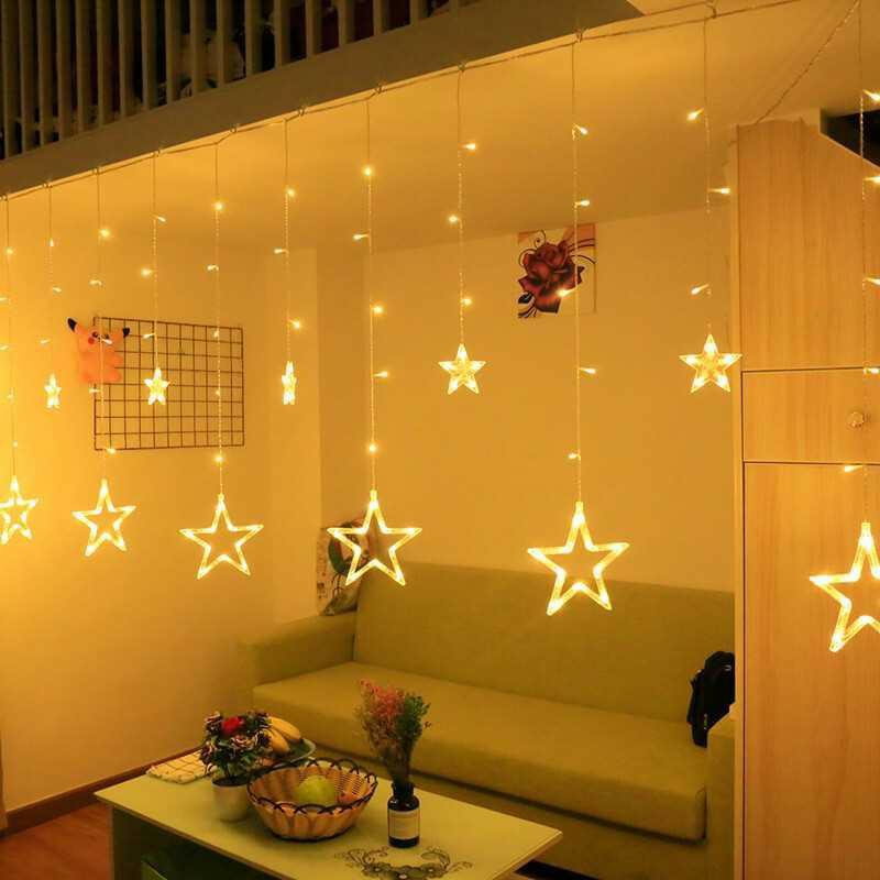 Dây nháy led hình ngôi sao kiểu rèm cửa trang trí ngày tết Noel