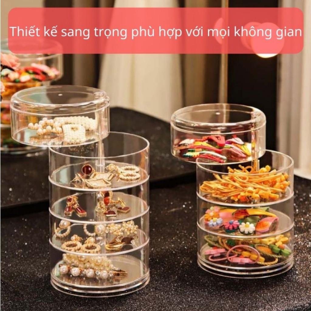 Hộp Đựng Đồ Trang Sức Mini Nhiều Ngăn Cao Cấp Sang Trọng Trong Suốt Xoay 360 Độ Để Phụ Kiện Nhỏ Đẹp Tiện Lợi Giá Rẻ