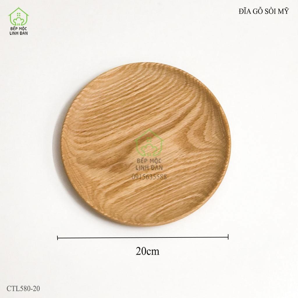 Đĩa tròn gỗ sồi Mỹ đựng thức ăn, hoa quả, decor_Vân gỗ đẹp, siêu sạch