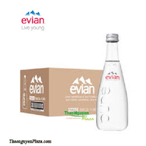 1 thùng  nước khoáng evian chai thủy tinh (330ml) (tương đương 20 chai)