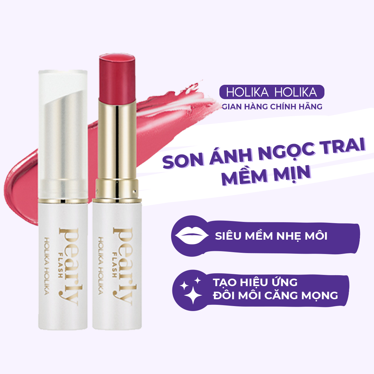 [Siêu Sale 39K]- Son Ánh Ngọc Trai Holika Holika Veil-Like Lipstick 4g Cận Date