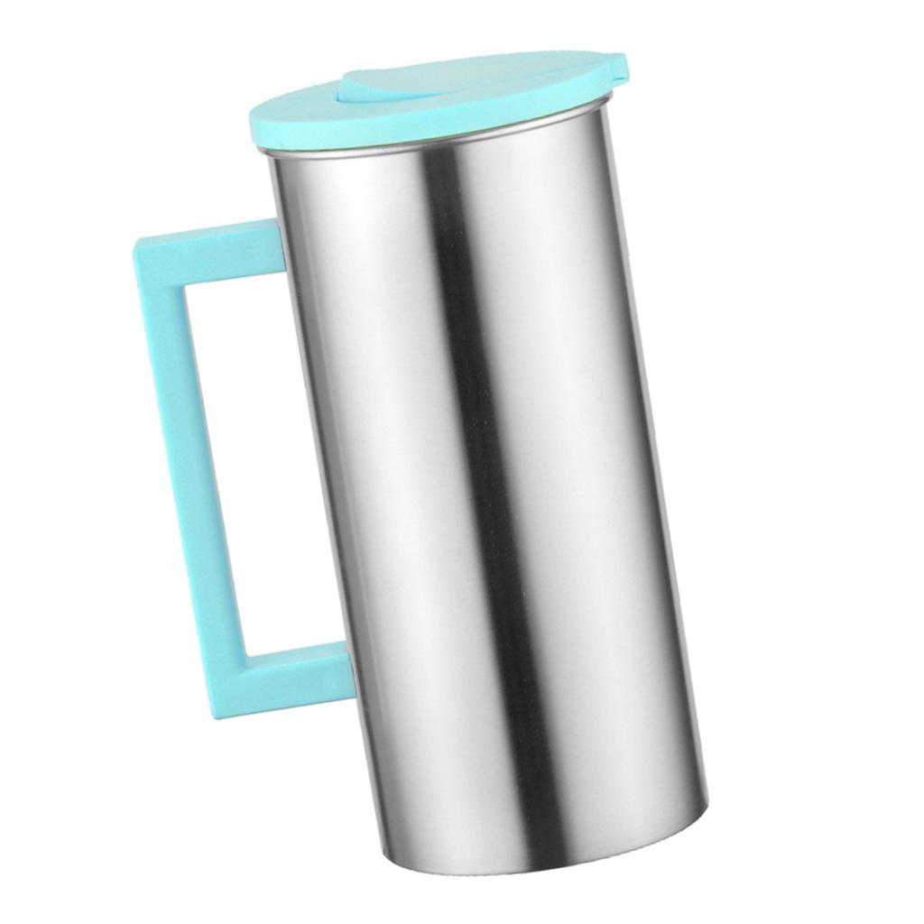 2 Pcs Stainless Steel 1.8L Water Pitcher Green Jar Kitchen Restaurant Cafe