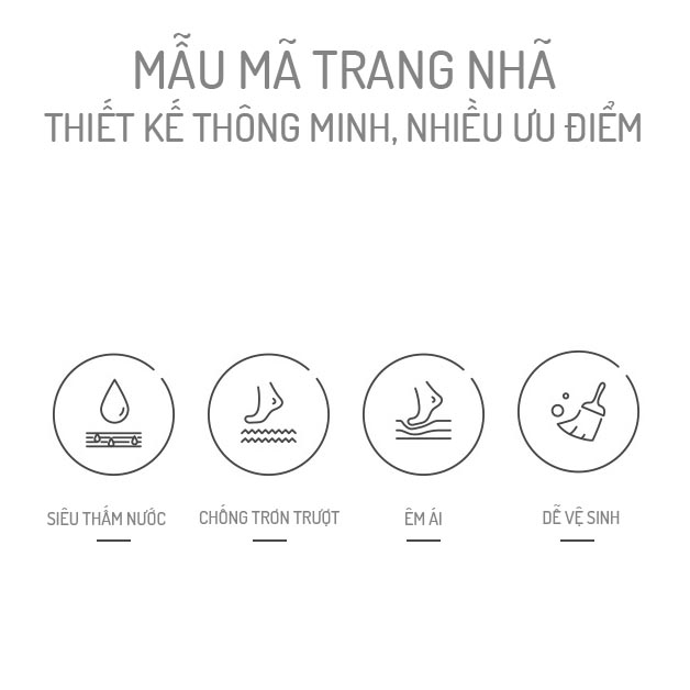 Thảm nhà bếp siêu thấm nước, chống trơn trượt tối giản hiện đại