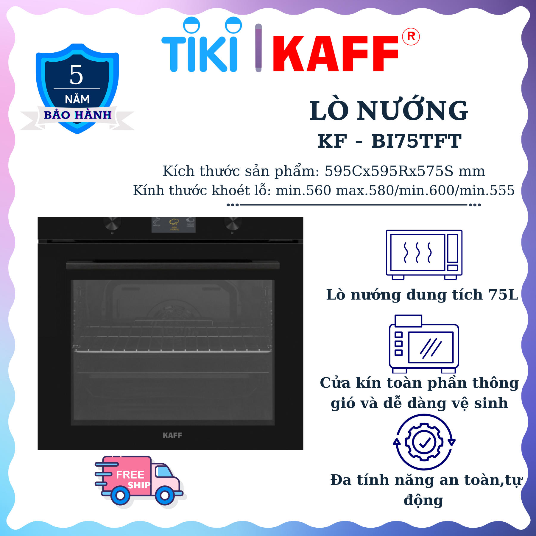 Lò nướng dung tích 75L KAFF KF-BI75TFT - Hàng chính hãng