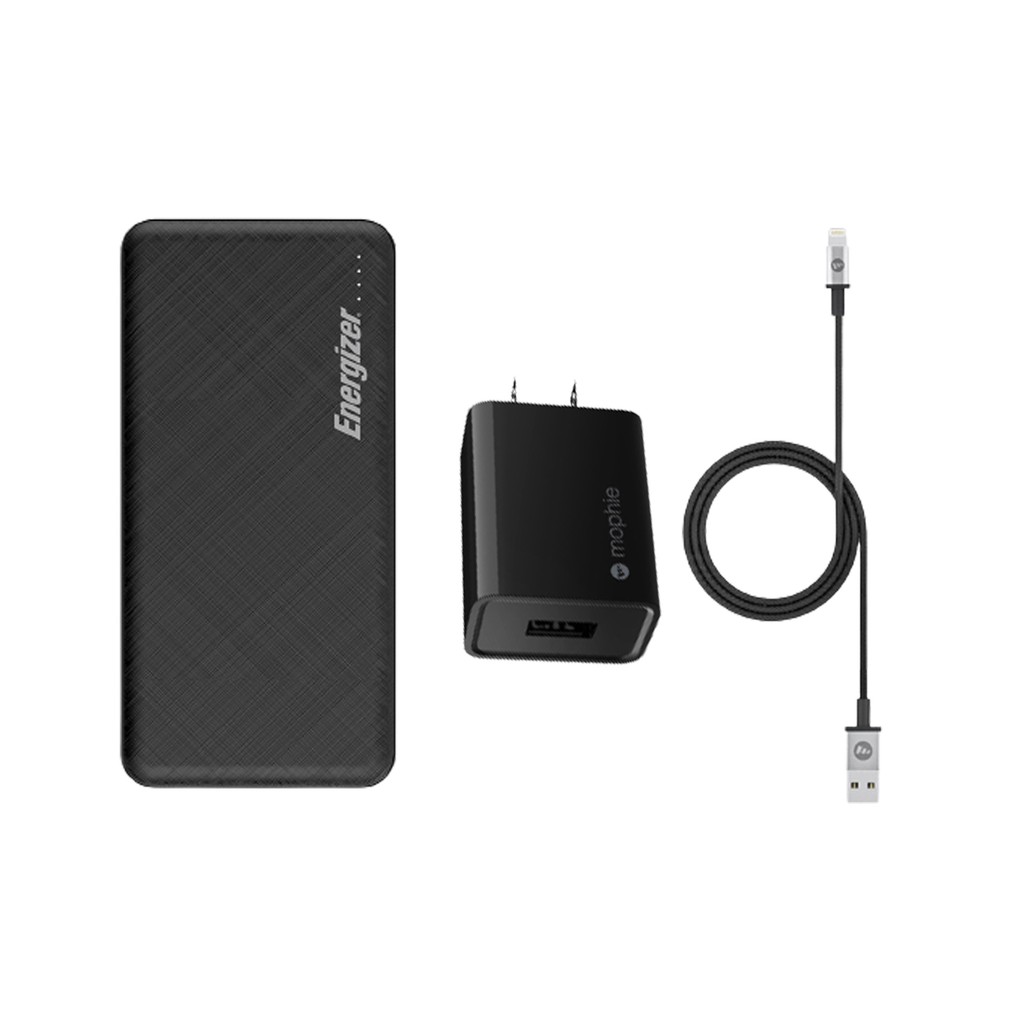 Combo Pin Energizer 10,000mAh UE10053 + Sạc nhanh Mophie 10W kèm Cáp A to Lightning 1M - HÀNG CHÍNH HÃNG