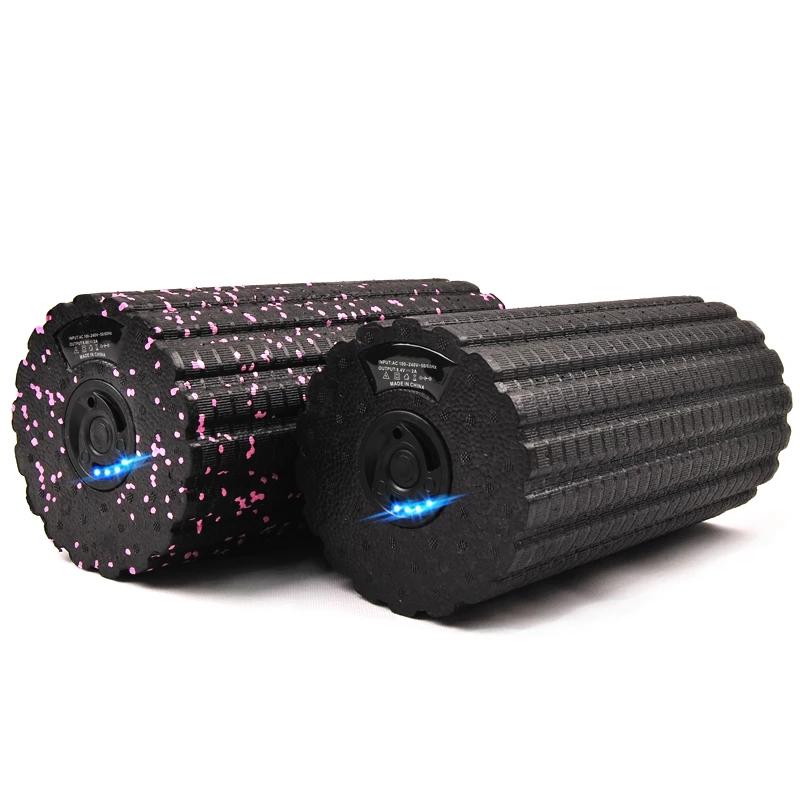 Điện rung massage bọt con lăn poam cột yoga có thể sạc lại điều chỉnh chân tựa Color: UK plug black