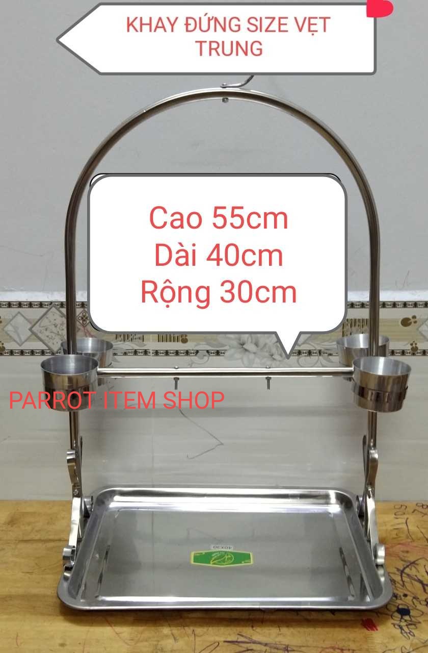 1 cầu đứng trung (dài 40 rộng 30 cao 55cm) dùng cho chim,Vẹt đứng (chưa có kèm xích)