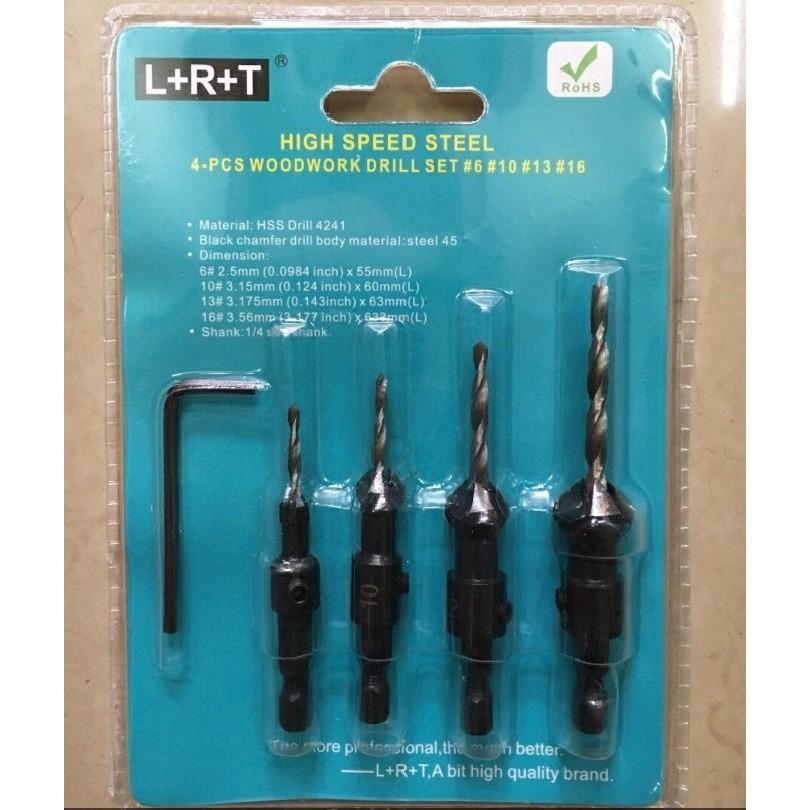 Bộ Mũi Khoan Gỗ 2 Tầng Đuôi Lục Giác L-R-T 4 Chi Tiết
